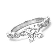 18K White Gold Round Diamond Engagement Ring With Accented Band